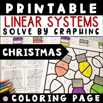 Preview of Christmas Algebra 1 Solve Linear Systems Of Equations By Graphing Coloring Page