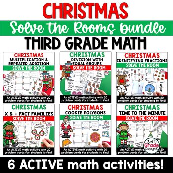 Preview of Christmas Solve the Room Holiday Math Activities Bundle