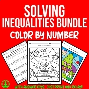 Preview of Christmas Math Color by Number: Solving Inequalities Coloring Activity Bundle