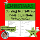 Christmas Solving Multistep Linear Equations Partner Practice