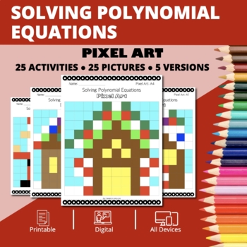 Preview of Christmas: Solving Polynomial Equations Pixel Art Activity