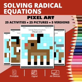 Preview of Christmas: Solving Radical Equations Pixel Art Activity