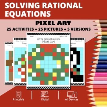 Preview of Christmas: Solving Rational Equations Pixel Art Activity