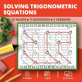 Preview of Christmas: Solving Trigonometric Equations Maze Activity