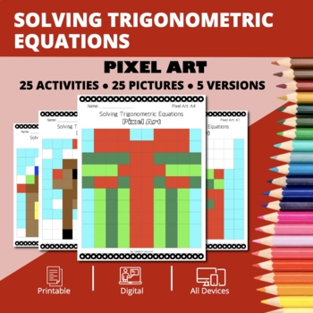 Preview of Christmas: Solving Trigonometric Equations Pixel Art Activity