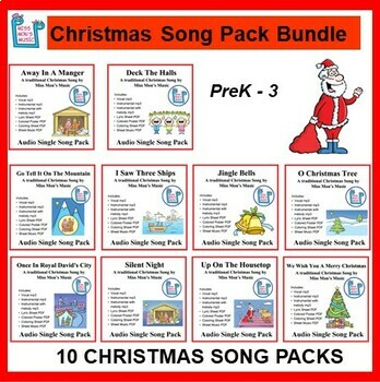 Preview of Christmas Song Pack Bundle: 10 Christmas Song Packs l mp3's and Activity PDF's
