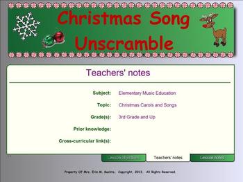 Preview of Christmas Song Title Unscramble