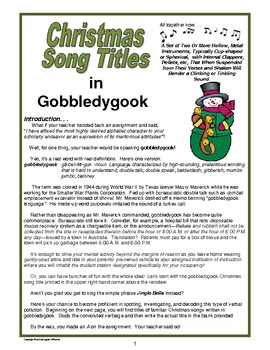 Christmas Song Titles in Gobbledygook by Margaret Whisnant | TpT