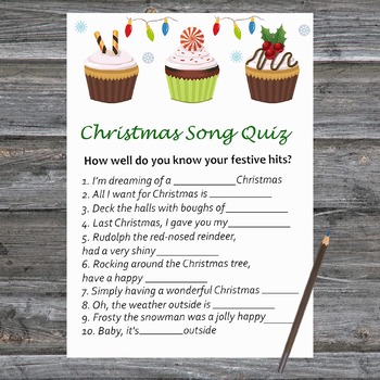 Christmas Song Trivia Game Printable,Cake Christmas Activity by SweetDesign