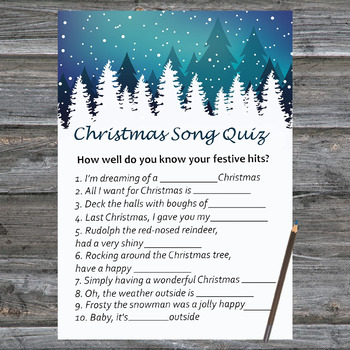 Christmas Song Trivia Game Printable,Christmas Landscape Christmas Activity