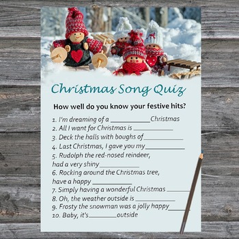 Christmas Song Trivia Game Printable,Christmas gnomes Christmas Activity