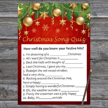 Christmas Song Trivia Game Printable,Gold toys Christmas Activity