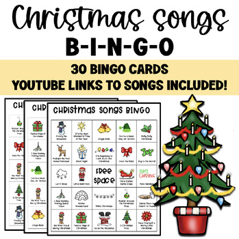 Preview of Christmas Songs BINGO Game: Christmas Music Activity - EASY Sub Plan!