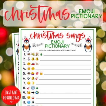 Christmas Songs Emoji Pictionary Activity | Holiday Seasonal Brain ...