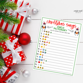 Christmas Songs Emoji Pictionary Activity | Holiday Seasonal Brain ...