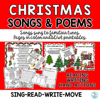 Preview of Christmas Songs, Poems and Fingerplays: Literacy, Writing, Reading Activities