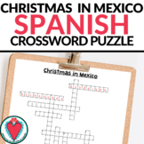 Christmas Spanish in Mexico Worksheet Activity - Crossword