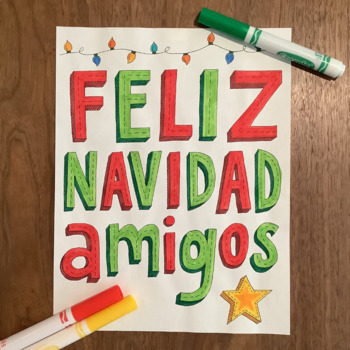 Preview of Christmas ~Spanish Feliz Navidad ~Word Wall ~bulletin board ~poster ~no prep