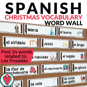 Preview of Christmas Spanish Vocabulary Word Wall - Christmas in Mexico Bulletin Board 