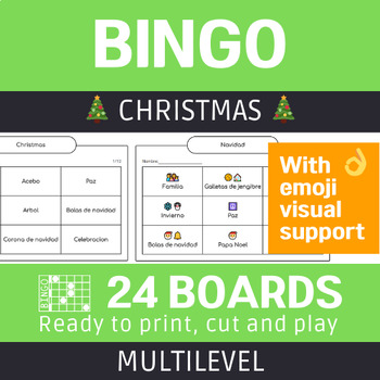 Preview of Christmas Spanish game BINGO. Free printable activities