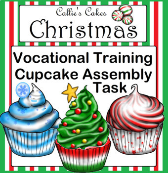 Preview of Christmas Special Education Work Box Cupcake Assembly Task