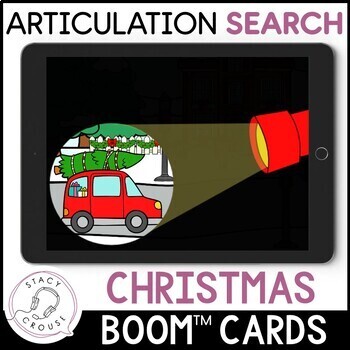 Preview of Christmas Speech Therapy Activity Flashlight BOOM™ CARDS Articulation