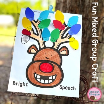 Preview of Christmas Speech Therapy Activity Reindeer Articulation and Language Worksheets
