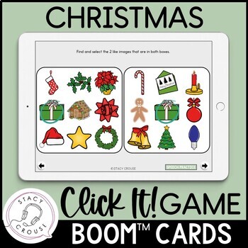 Preview of Christmas Speech Therapy Game for Articulation & Language BOOM™ CARDS Click It