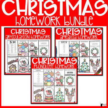 Preview of Christmas Speech Therapy Homework Bundle