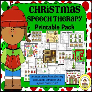 Preview of Christmas Speech Therapy Printable Pack