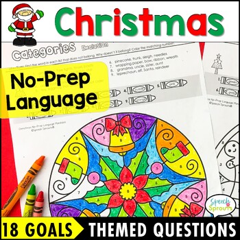 Preview of Christmas Speech and Language Therapy Activities Color by Number