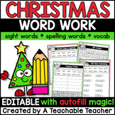 Christmas Spelling Activities - EDITABLE for YOUR Spelling Words
