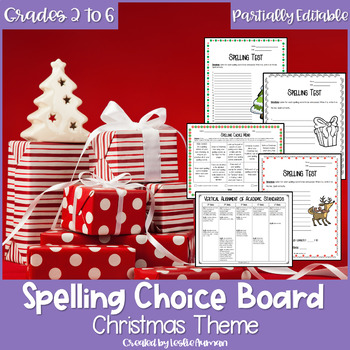 Preview of EDITABLE Christmas Spelling Choice Board