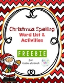 Christmas Spelling List and Activities FREEBIE