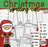 Christmas Spelling List and Worksheets