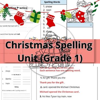 Preview of Christmas Spelling Unit for First Graders
