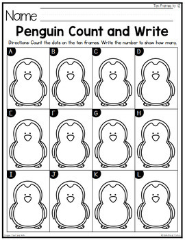 Penguins Count and Write 1-20 by Pocketful of Centers | TpT