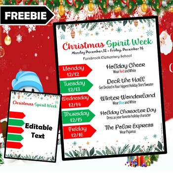 Preview of Christmas Spirit Week Template, Holiday Spirit Week | EDITABLE PPT