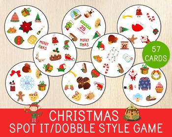 Preview of Christmas Spot It Game, Dobble, Seek It, Matching Activity, Holidays Card Game