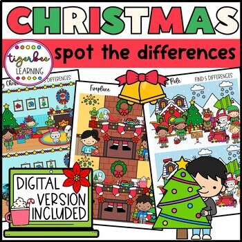 Preview of Christmas Spot the Difference Visual Perception Puzzles