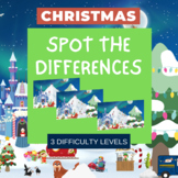 Christmas Spot the Differences: 3 Difficulty Levels (color