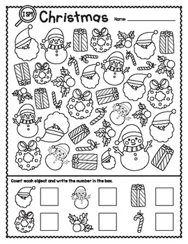 Christmas Spy Play and Count for Kids Worksheet by Ardiation | TPT