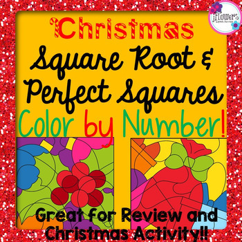 Preview of Christmas Math Square Root & Perfect Squares Color by Number Activity!