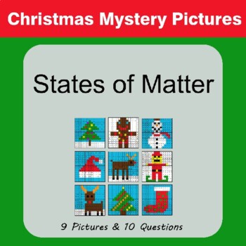 Preview of Christmas: States of Matter - Science Quiz & Mystery Pictures / Color By Answer