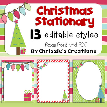 Preview of Free Christmas Stationary:  13 editable papers