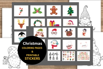 Preview of Christmas Stickers, Christmas COLORING PAGES , Christmas ACTIVITES