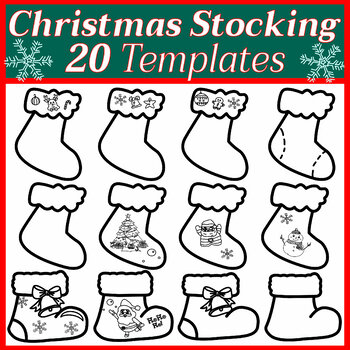 Preview of Christmas Stocking Templates Door Decorations for the Classroom Letter to Santa