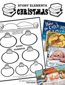 Christmas Story Elements Worksheets by ESL Kidz  TpT