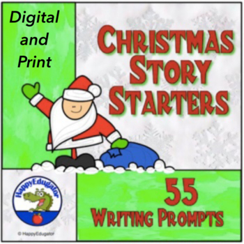 Preview of Christmas Story Starters - Writing Prompts with Easel Activity