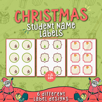 Preview of Christmas Student name label | PRINTABLE Classroom Tags / Cards